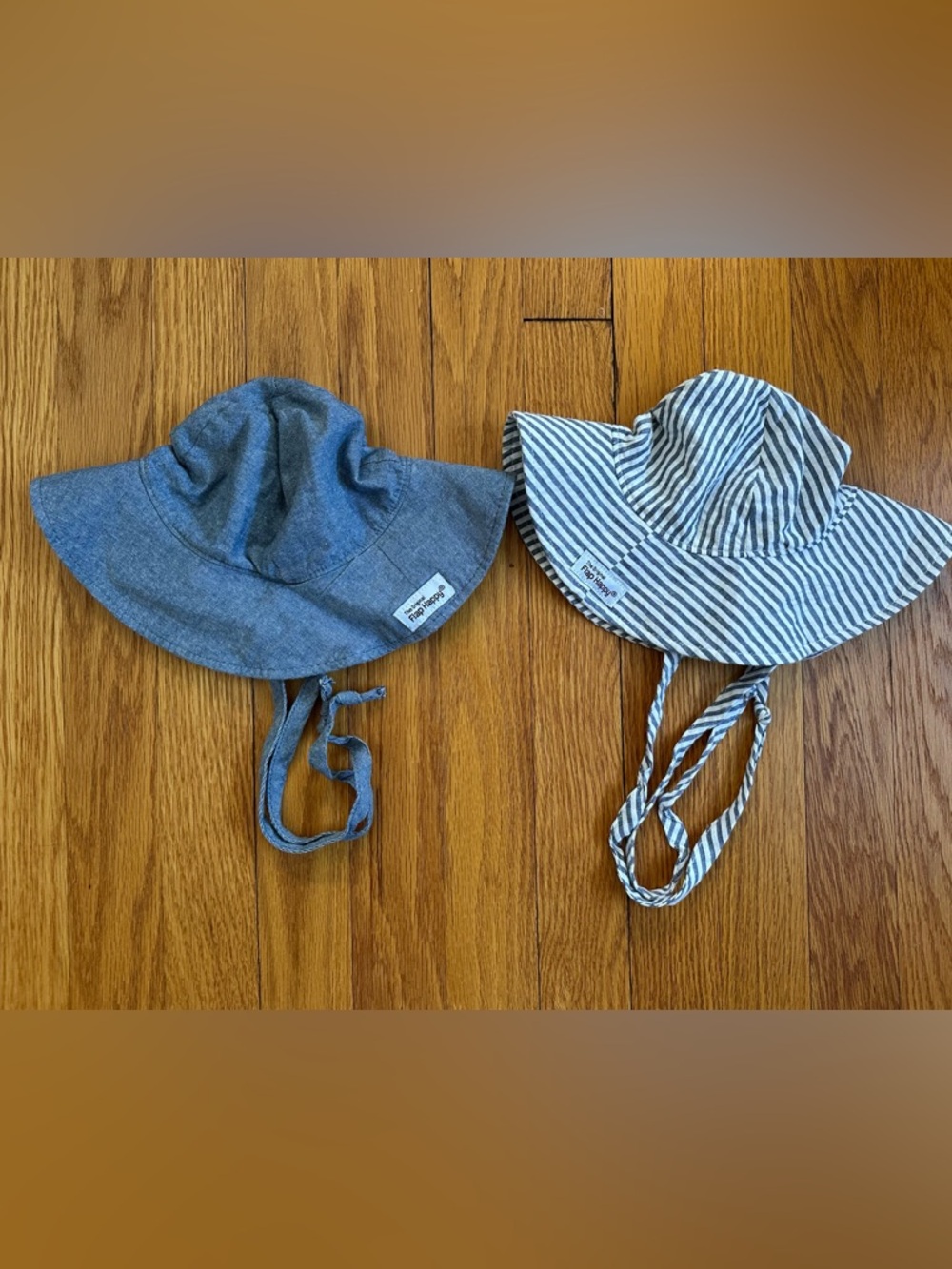 Flap Happy Baby Sun Hats - Chambray Blue & Blue-White Stripe